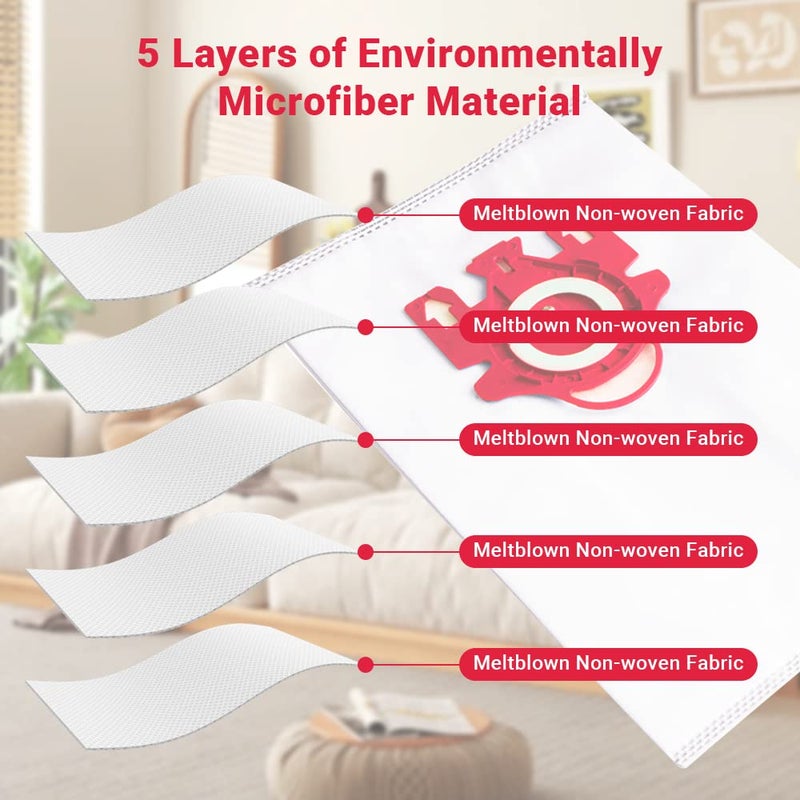 Hongfa Canister Vacuum Cleaner Bags for Miele Type FJM, 15 Packs AirClean 3D Efficiency Dust Bag Compatible with Miele Compact C2 Compact C1 S6000-S6999 S4000-S4999,S700 S500-S578 Vacuum Cleaner - Image 2